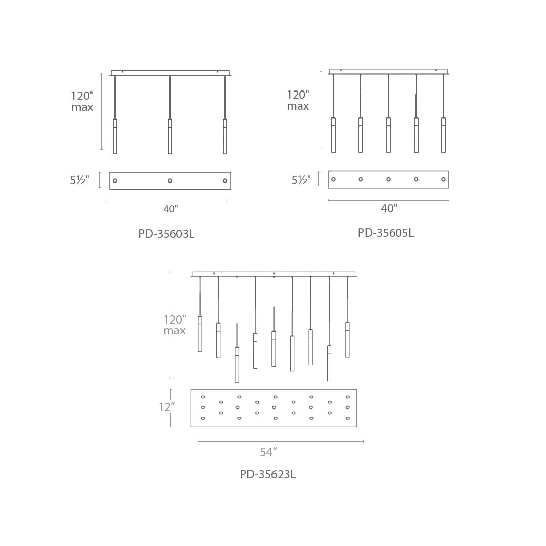 Magic 23 Light 54" Wide LED Linear Multi Light Pendant with Piastra Crystal Shades