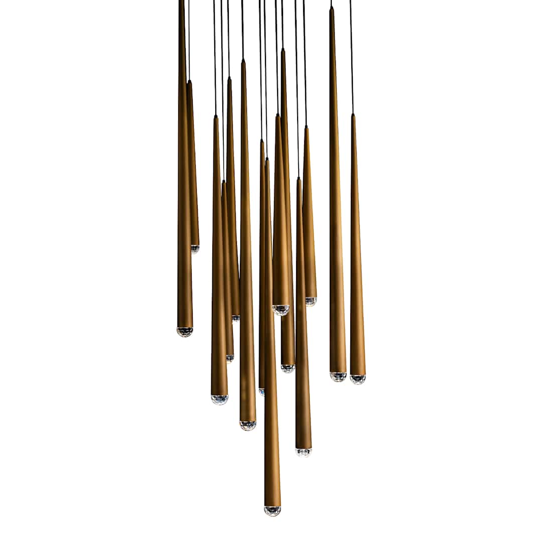 Cascade 15 Light 23" Wide LED Suspended Multi Light Pendant with K-2 Hand Cut Clear Crystal Shades