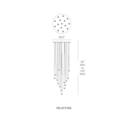 Cascade 15 Light 23" Wide LED Suspended Multi Light Pendant with K-2 Hand Cut Clear Crystal Shades