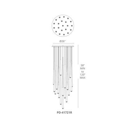Cascade 26" Wide LED Suspended Pendant with K-2 Hand Cut Clear Crystal Shade