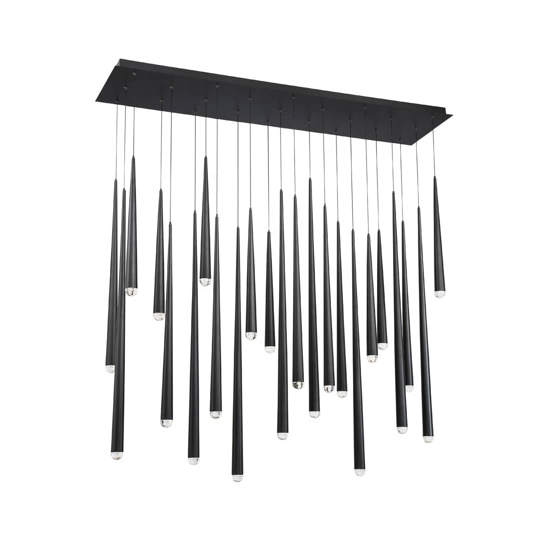 Cascade 23 Light 54" Wide LED Suspended Linear Multi Light Pendant with K-2 Hand Cut Clear Crystal Shades
