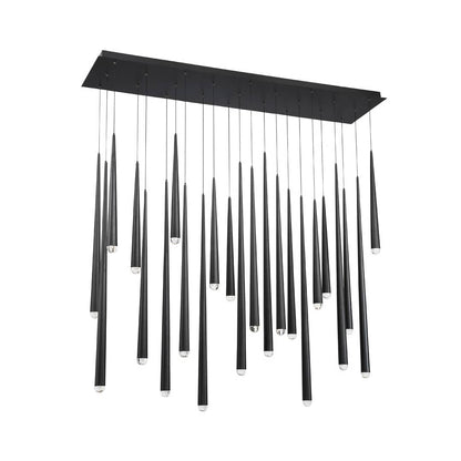 Cascade 23 Light 54" Wide LED Suspended Linear Multi Light Pendant with K-2 Hand Cut Clear Crystal Shades