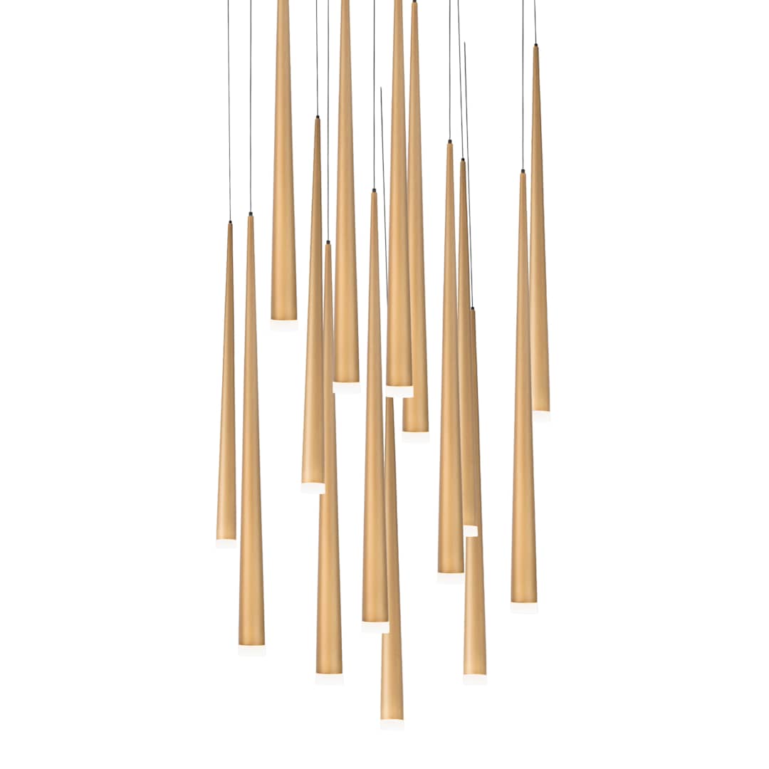 Cascade 15 Light 23" Wide LED Crystal Multi Light Pendant with Frosted Glass Endcap Shades