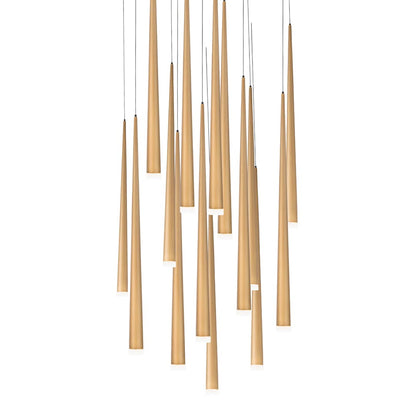 Cascade 15 Light 23" Wide LED Crystal Multi Light Pendant with Frosted Glass Endcap Shades