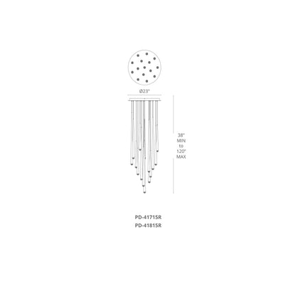 Cascade 15 Light 23" Wide LED Crystal Multi Light Pendant with Frosted Glass Endcap Shades