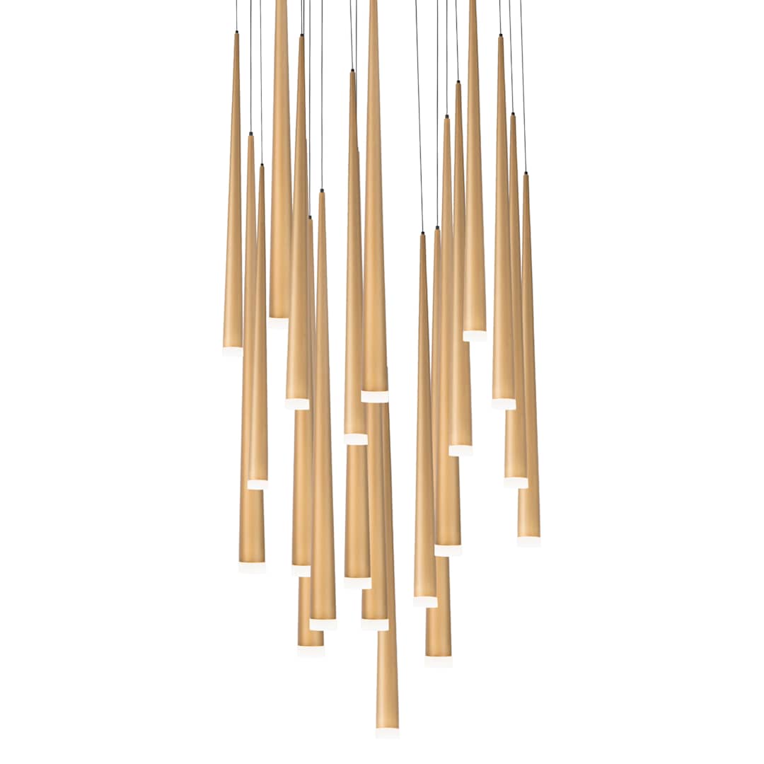 Cascade 21 Light 26" Wide LED Crystal Multi Light Pendant with Frosted Glass Endcap Shades