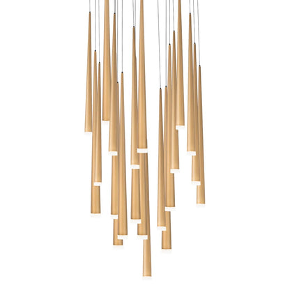 Cascade 21 Light 26" Wide LED Crystal Multi Light Pendant with Frosted Glass Endcap Shades