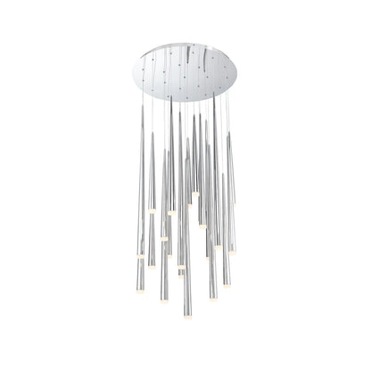 Cascade 21 Light 26" Wide LED Crystal Multi Light Pendant with Frosted Glass Endcap Shades