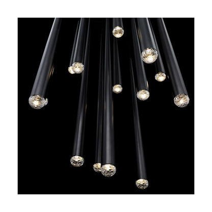 Cascade 21 Light 26" Wide LED Crystal Multi Light Pendant with Frosted Glass Endcap Shades