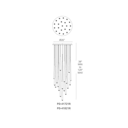Cascade 21 Light 26" Wide LED Crystal Multi Light Pendant with Frosted Glass Endcap Shades