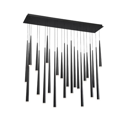 Cascade 23 Light 54" Wide LED Crystal Linear Multi Light Pendant with Frosted Glass Endcap Shades