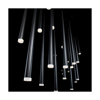 Cascade 23 Light 54" Wide LED Crystal Linear Multi Light Pendant with Frosted Glass Endcap Shades
