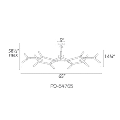Kryptonite 18 Light 55" Wide LED Abstract Chandelier with Clear Piastra Glass Shades
