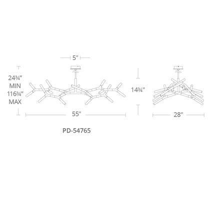 Kryptonite 18 Light 55" Wide LED Abstract Chandelier with Clear Piastra Glass Shades