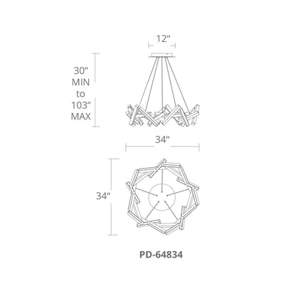 Chaos 34" Wide Integrated LED Chandelier
