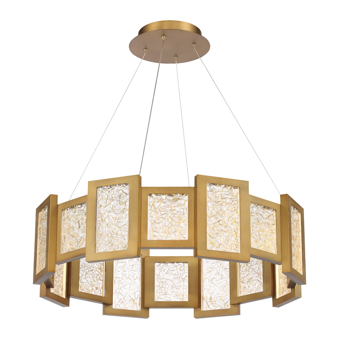Fury 28" Wide LED Suspended Drum Chandelier with Opal Glass Shade