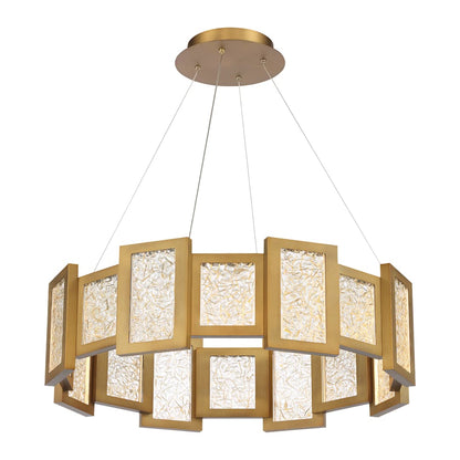 Fury 28" Wide LED Suspended Drum Chandelier with Opal Glass Shade
