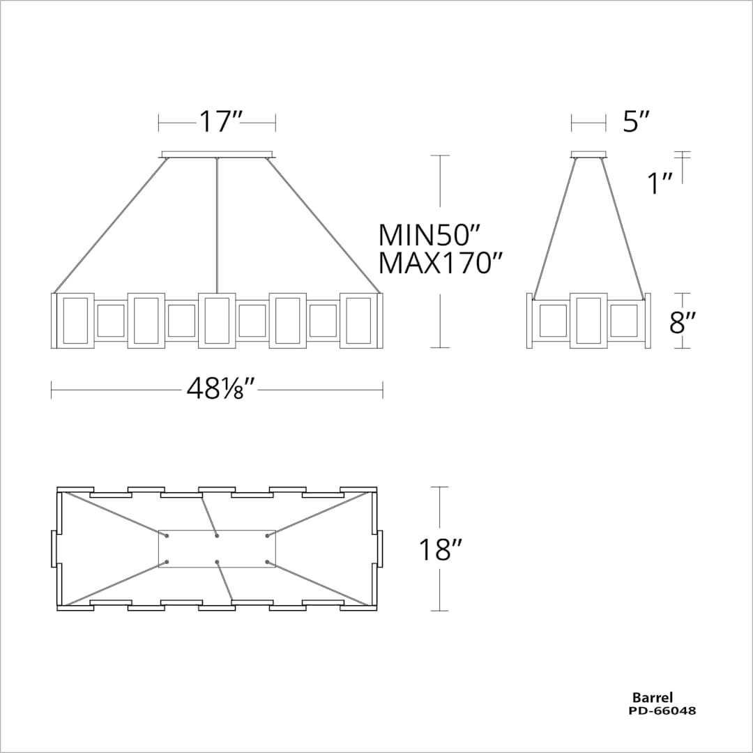 Fury 48" Wide LED Suspended Linear Chandelier with Opal Glass Shade