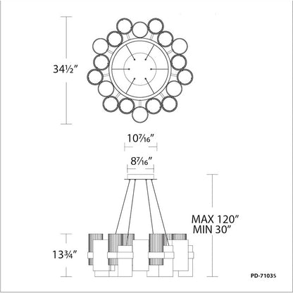 Harmony 35" Wide LED Suspended Chandelier with Beaded Glass and Metal Shade