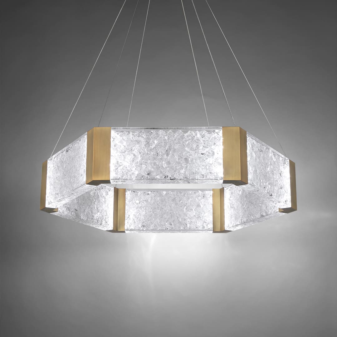 Forever 34" Wide LED Suspended Drum Chandelier with K5 Crystal Shades