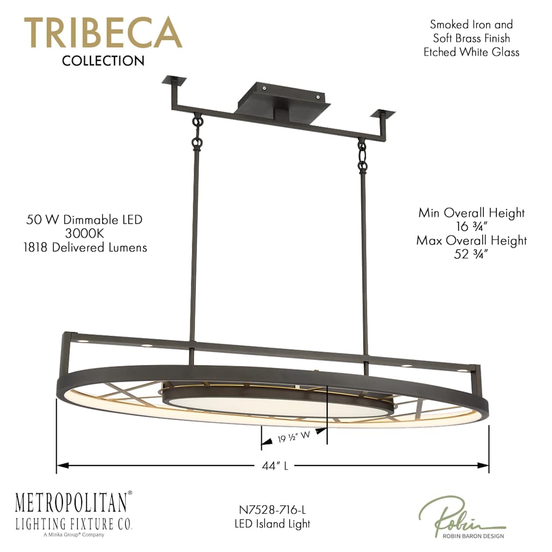Tribeca 44" Wide LED Billiard Chandelier