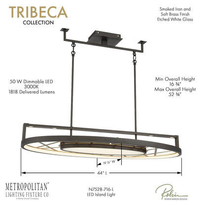 Tribeca 44" Wide LED Billiard Chandelier