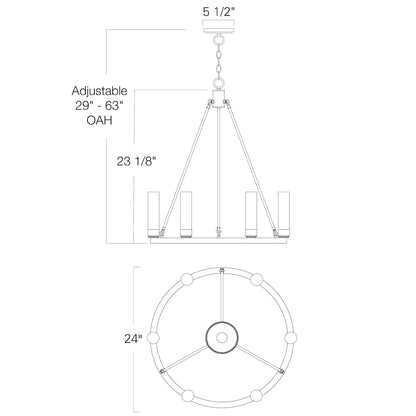Martin 6 Light 24" Wide Candle Style Chandelier