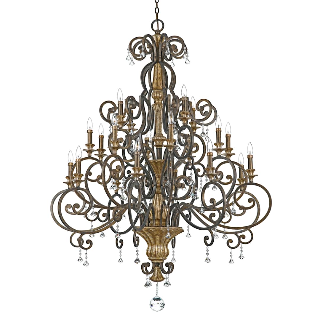 Catron 20 Light 3 Tier 50" Wide Candle Style Chandelier with Crystal Accents