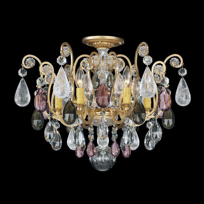 Renaissance Rock Crystal 6 Light 20" Wide Semi-Flush Waterfall Ceiling Fixture