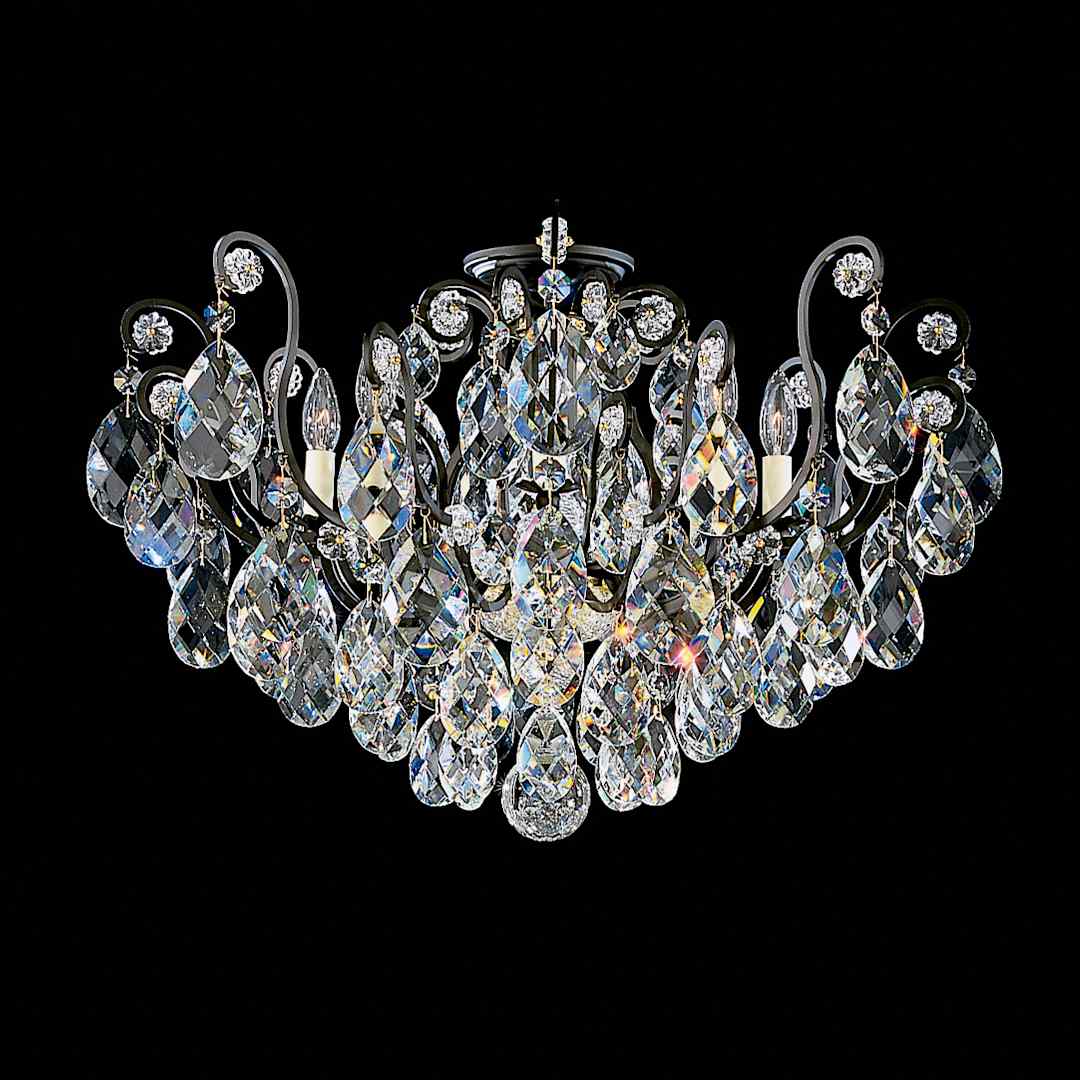 Renaissance 8 Light 26" Wide Semi-Flush Ceiling Fixture with Swarovski Crystals