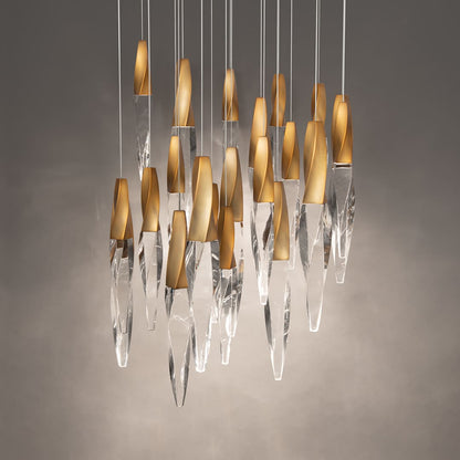 Kindjal 21 Light 26" Wide Switchable Color Temperature LED Optic Crystal Multi Pendant