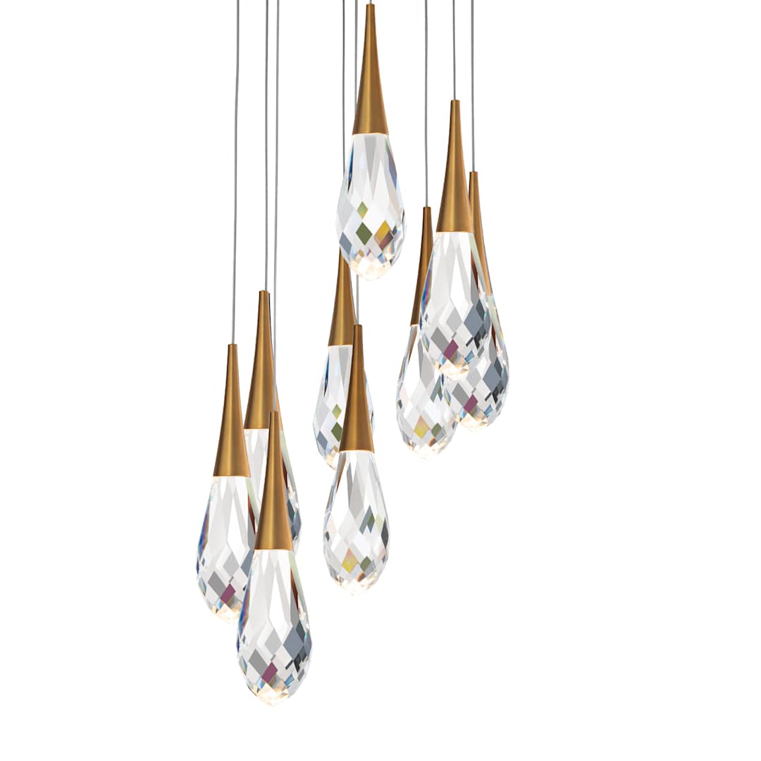 Hibiscus 9 Light 17" Wide Switchable Color Temperature LED Faceted Crystal Multi Pendant Light