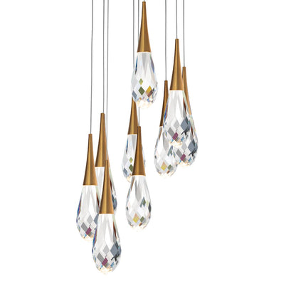 Hibiscus 9 Light 17" Wide Switchable Color Temperature LED Faceted Crystal Multi Pendant Light