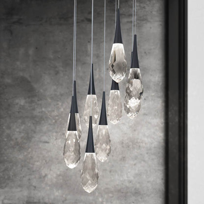 Hibiscus 9 Light 17" Wide Switchable Color Temperature LED Faceted Crystal Multi Pendant Light