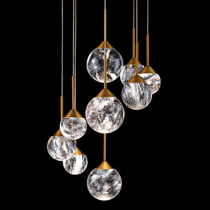 Quest 17" Wide LED Crystal Multi Light Pendant with Clear Optic Haze Crystal