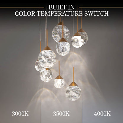 Quest 17" Wide LED Crystal Multi Light Pendant with Clear Optic Haze Crystal