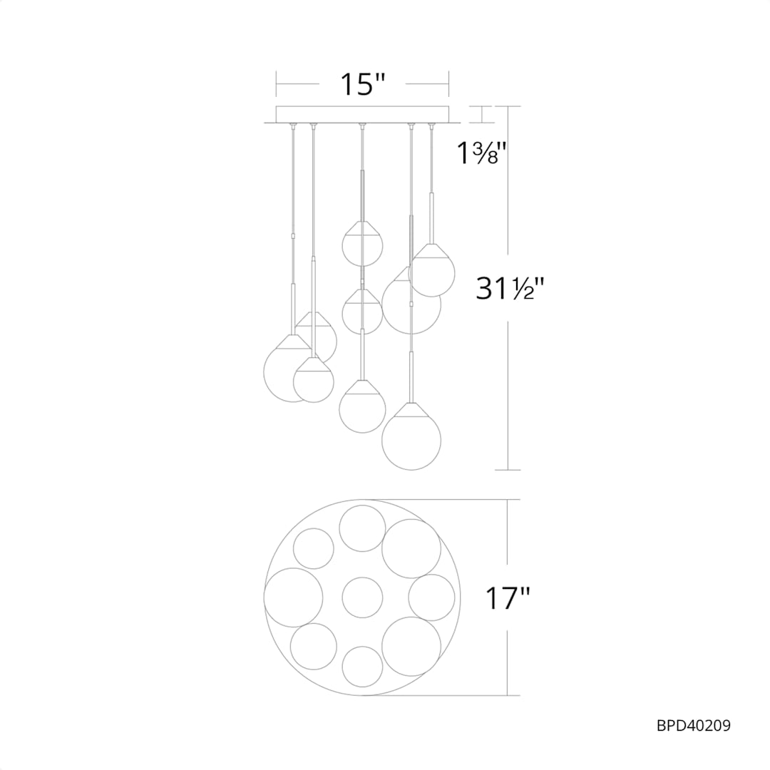 Quest 17" Wide LED Crystal Multi Light Pendant with Clear Optic Haze Crystal