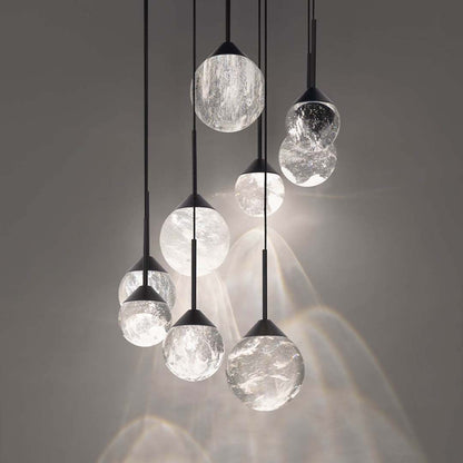 Quest 17" Wide LED Crystal Multi Light Pendant with Clear Optic Haze Crystal