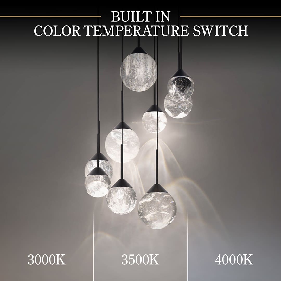 Quest 17" Wide LED Crystal Multi Light Pendant with Clear Optic Haze Crystal