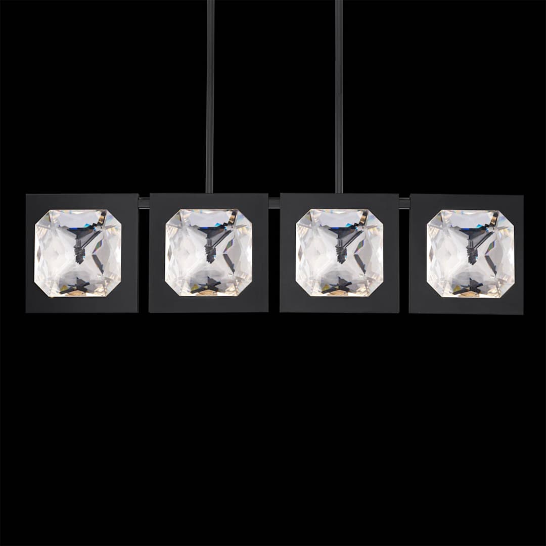 Enchante 4" Wide LED Crystal Linear Pendant with Clear Optic Haze Crystal