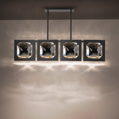 Enchante 4" Wide LED Crystal Linear Pendant with Clear Optic Haze Crystal