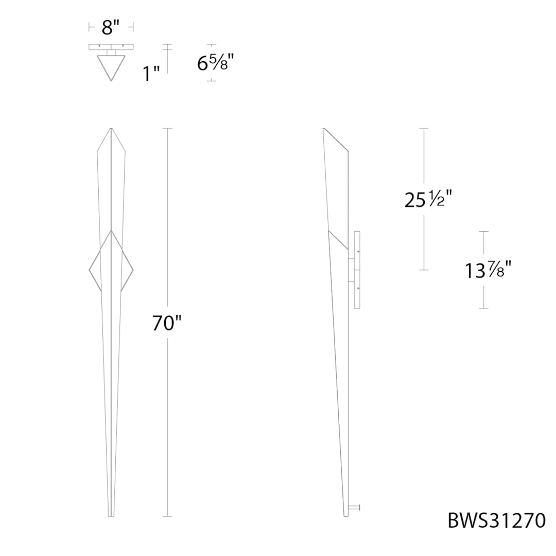 Solitude 70" Tall LED Wall Sconce with Clear Optic Haze Crystal