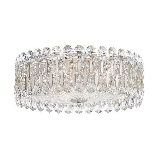 Sarella 3 Light 16" Wide Flush Mount Drum Ceiling Fixture with Heritage Crystals