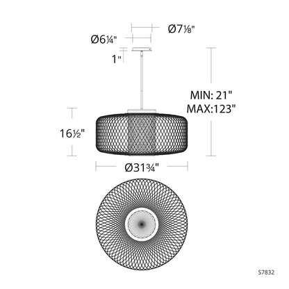 Kodo 32" Wide LED Drum Chandelier