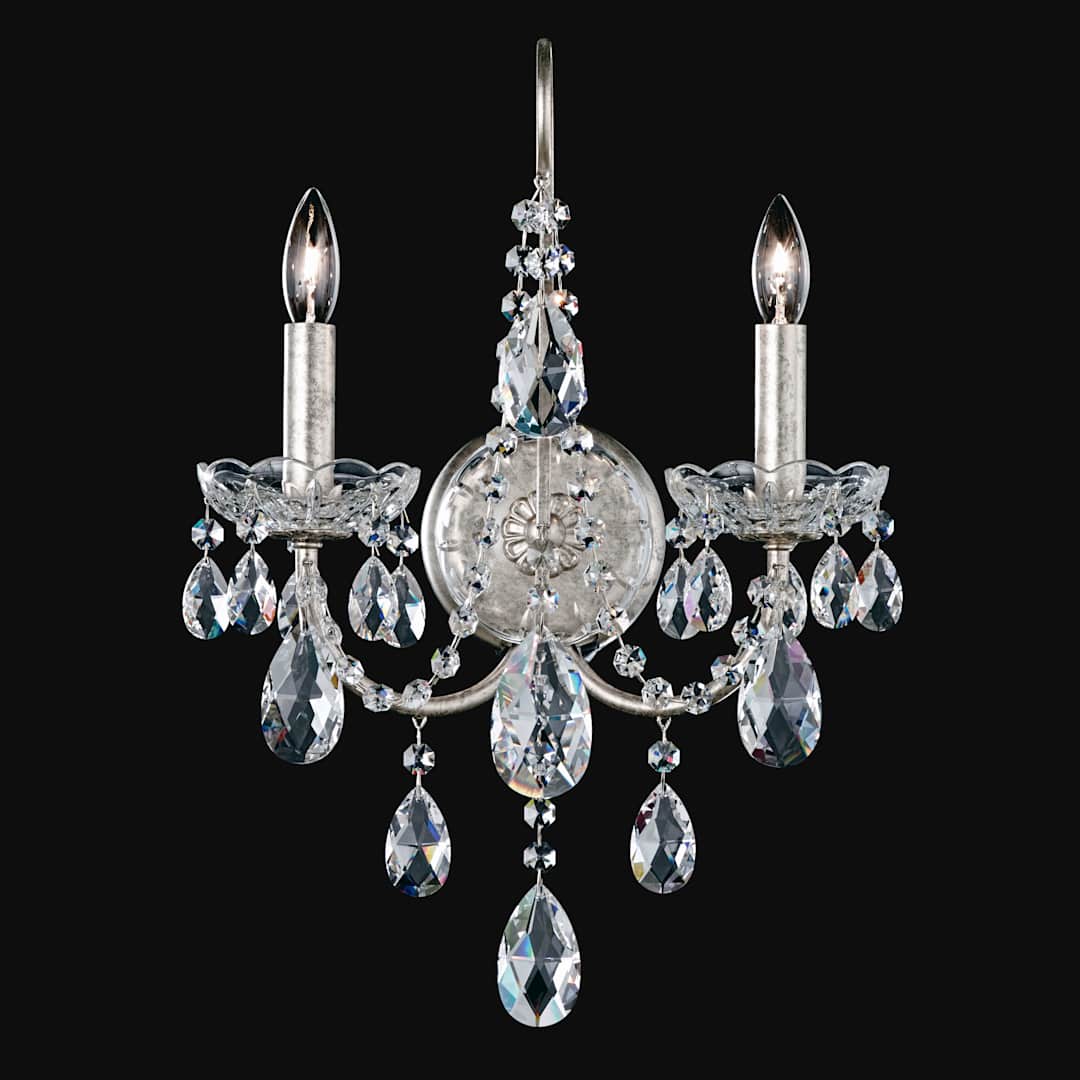Sonatina 2 Light 17" Tall Wall Sconce with Clear Swarovski Crystals