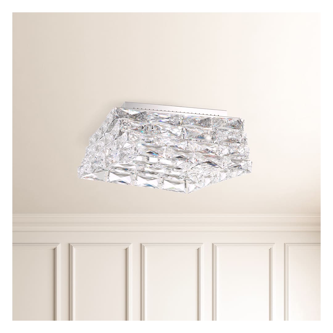Glissando 16" Wide LED Flush Mount Square Ceiling Fixture with Swarovski Crystals