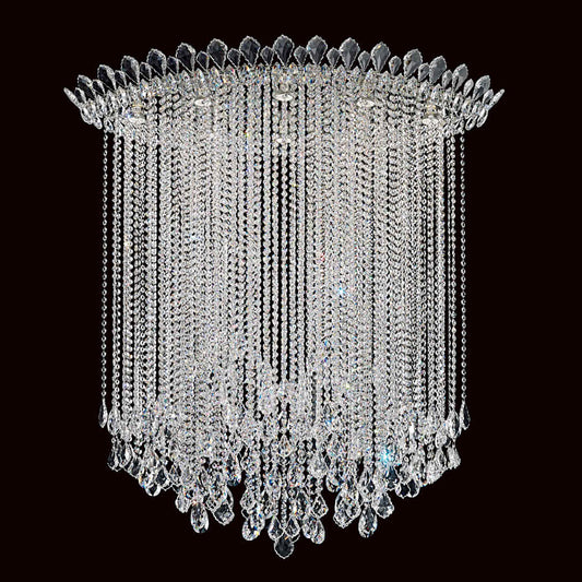 Trilliane Strands 8 Light 48-1/2" Tall Flush Mount Ceiling Fixture with Heritage Crystals