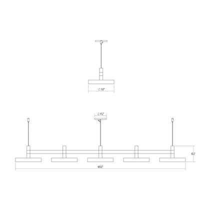 Systema Staccato 57" Wide LED Commercial Linear Pendant