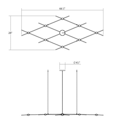 Constellation Aquarius Minor 9 Light 67" Wide LED Chandelier with Optical Acrylic Shades