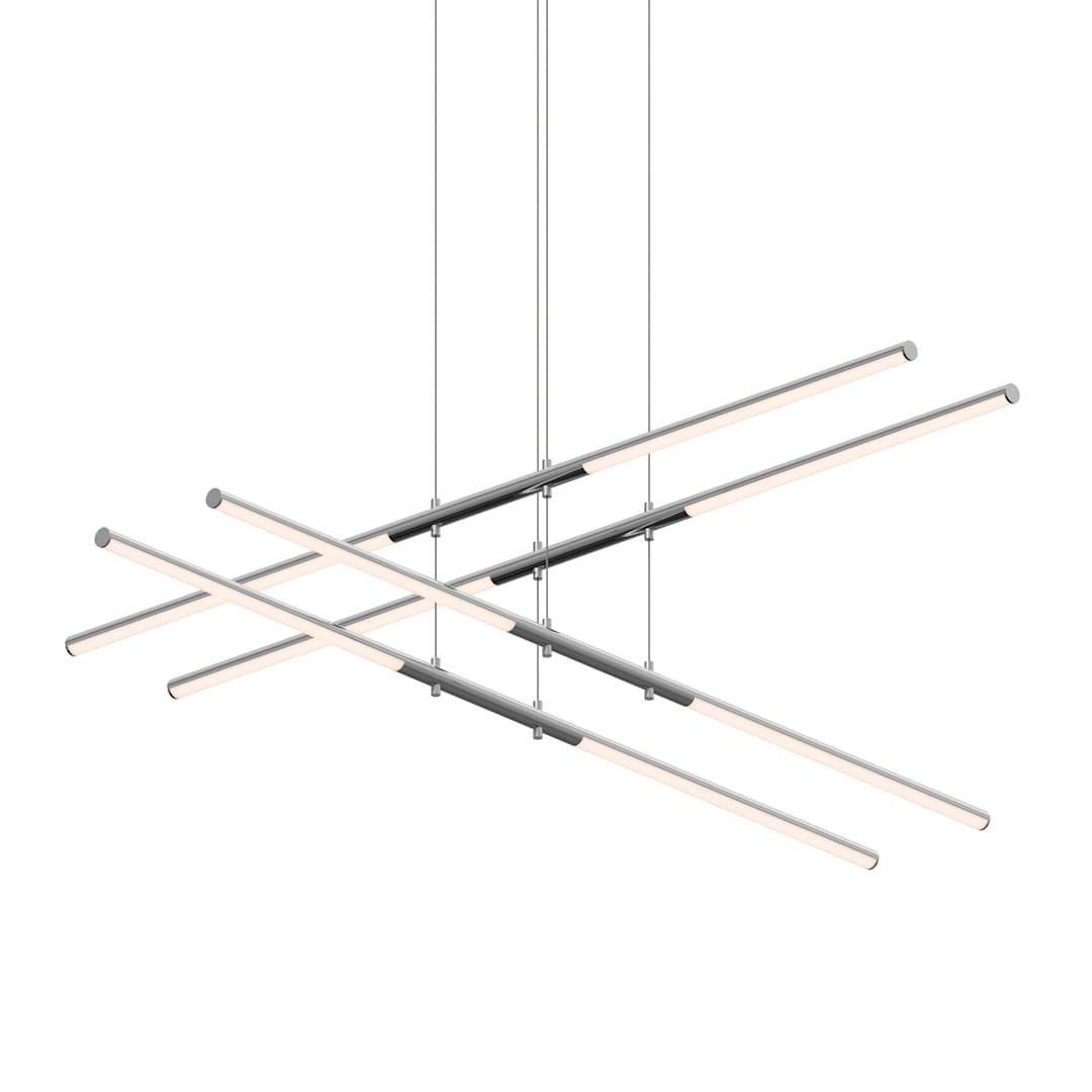 Tik-Tak 47-1/2" Wide LED Two Tier Linear Chandelier with Optical Acrylic Shades